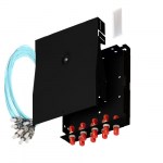 Кросс оптический настенный, полный комплект, ST/UPC, <nobr>MM 50/125</nobr> OM3, <nobr>8 портов,</nobr> металл, 163&times;123&times;30 мм, цвет черный