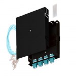 Кросс оптический настенный, полный комплект, <nobr>4 розетки</nobr> 2LC/UPC, <nobr>MM 50/125</nobr> OM3, <nobr>8 портов,</nobr> металл, 163&times;123&times;23 мм, цвет черный