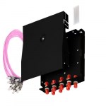 Кросс оптический настенный, полный комплект, ST/UPC, <nobr>MM 50/125</nobr> OM4, <nobr>8 портов,</nobr> металл, 163&times;123&times;30 мм, цвет черный
