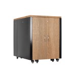 Шкаф Серверный Звукоизолированный 17U, 750&times;1130, двустворчатые двери, отделка дуб Сонома 001, цвет металлического корпуса черный