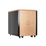 Шкаф Серверный Звукоизолированный 17U, 750&times;1130, двустворчатые двери, отделка клен Танзау 16001, цвет металлического корпуса черный