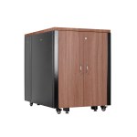 Шкаф Серверный Звукоизолированный 17U, 750&times;1130, двустворчатые двери, отделка ясень Шимо темный 3128, цвет металлического корпуса черный