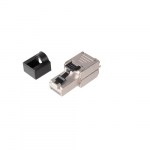 Коннектор RJ45/8P8° C под витую пару, Кат.5e, T568B, укороченный, самозажимной, <nobr>полный экран</nobr>