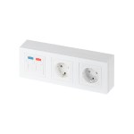 Рабочее место стандартное, наст. исп., 227&times;84, <nobr>2 модуля</nobr> RJ-45 категория <nobr>6 UTP,</nobr> <nobr>2 розетки</nobr> Shuko белые, <nobr>цвет белый</nobr>